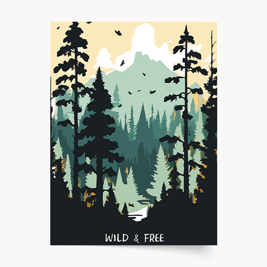 Plakat, Las: Wild&Free, 20x30 cm