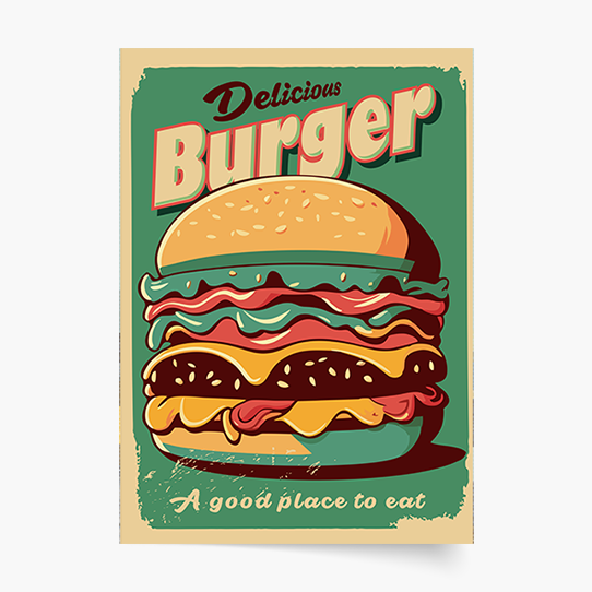 Plakat, Burger, 20x30 cm