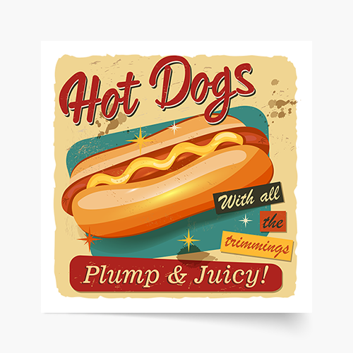 Plakat, Hot Dogs, 30x30 cm