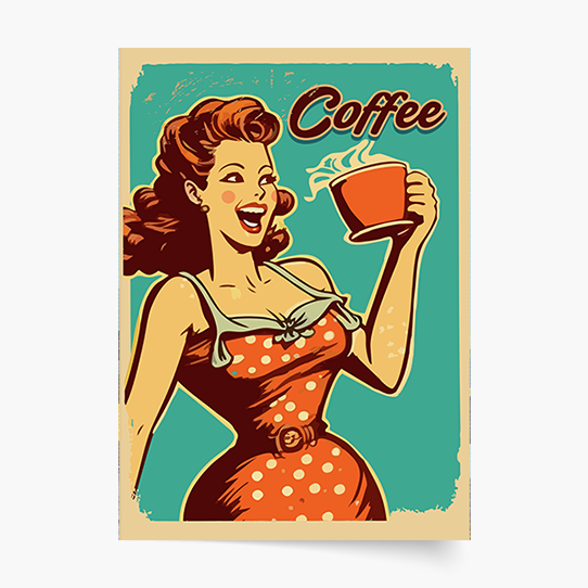 Plakat, Lady with coffee, 20x30 cm