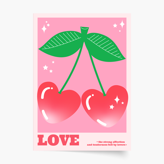 Plakat, Kolekcja I love you cherry much - wersja 2, 20x30 cm