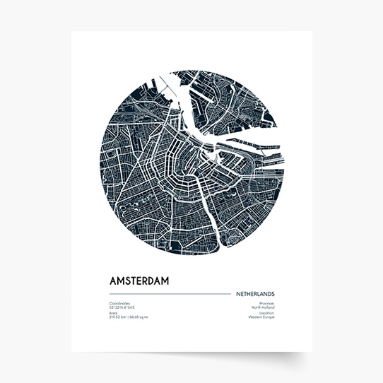 Plakat, Maps: Amsterdam, 20x30 cm