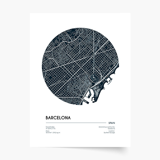 Plakat, Maps: Barcelona, 20x30 cm