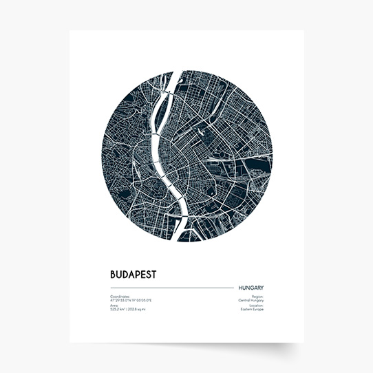 Plakat, Maps: Budapest, 20x30 cm