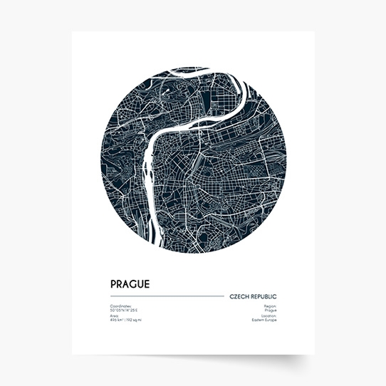 Plakat, Maps: Prague, 20x30 cm