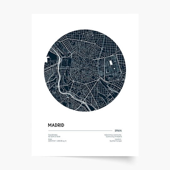 Plakat, Maps: Madrid, 20x30 cm