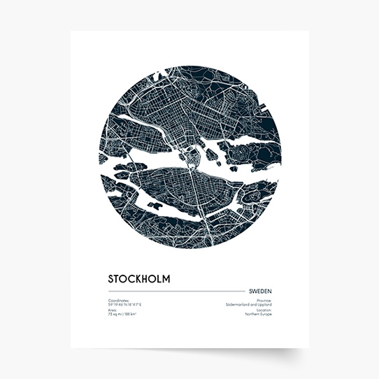 Plakat, Maps: Stockholm, 20x30 cm