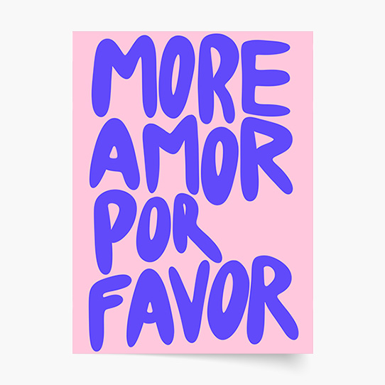 Plakat, Typograficzny: More Amor Por Favor, 60x80 cm