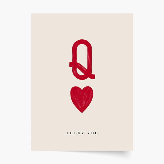 Plakat, Typograficzny: Q Lucky You, 60x80 cm
