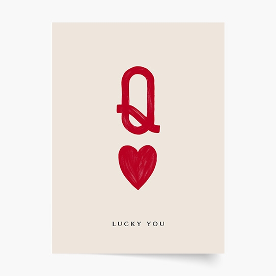Plakat, Typograficzny: Q Lucky You, 20x30 cm