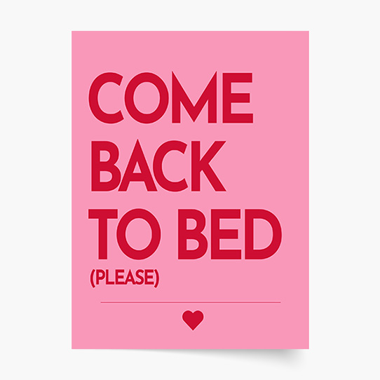 Plakat, Typograficzny: Come back to bed, 70x100 cm