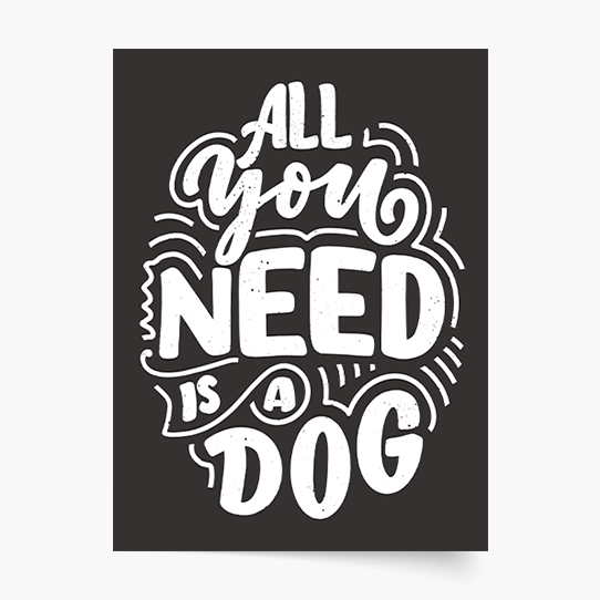 Plakat, Pieski: All you need is dog, 20x30 cm