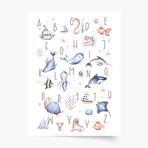 Plakat, Alfabet: Ocean Chłopiec, 20x30 cm