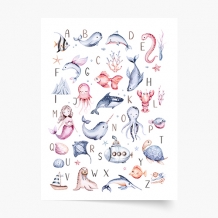Plakat, Alfabet: Ocean Dziewczynka, 20x30 cm