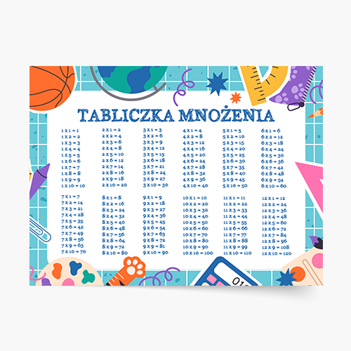 Plakat, Szkoła: Tabliczka mnożenia chłopiec, 30x20