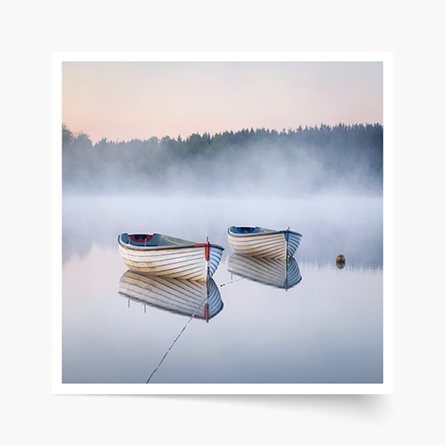 Plakat, Jezioro: 2 łodzie, 30x30 cm