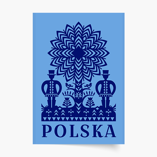 Plakat, Folk: Wycinanka niebieska, 20x30 cm