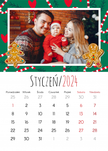 Kalendarz ścienny, Wesołych Świąt!, 20x30-A4 cm