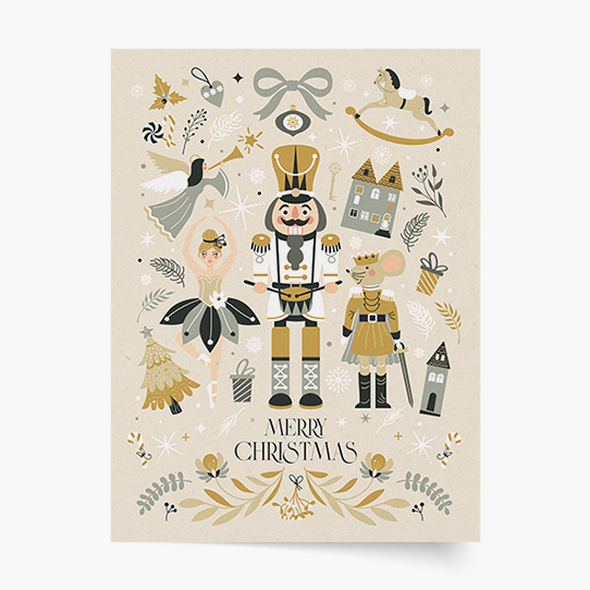Plakat, Święta: Nutcracker beżowy, 50x70