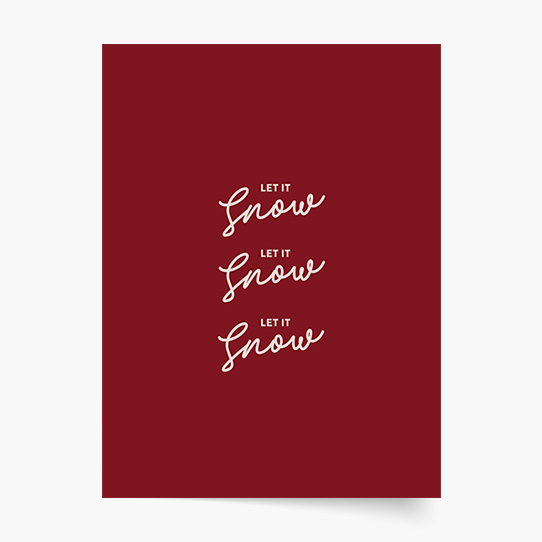 Plakat, Święta: Let it snow - czerwony, 50x70