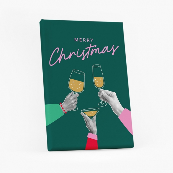 Obraz, Swięta: Merry Christmas Champagne, 20x30 cm