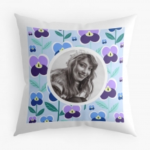 Poduszka, aksamit, Bratki - wersja 2, 38x38 cm