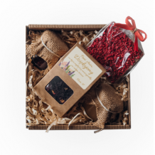 Zestaw prezentowy personalizowany Dziękujemy - mini box z herbatą, czekoladą, konfiturą i miodem