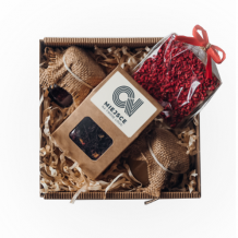 Zestaw prezentowy personalizowany Twoje Logo - mini box z herbatą, czekoladą, konfiturą i miodem