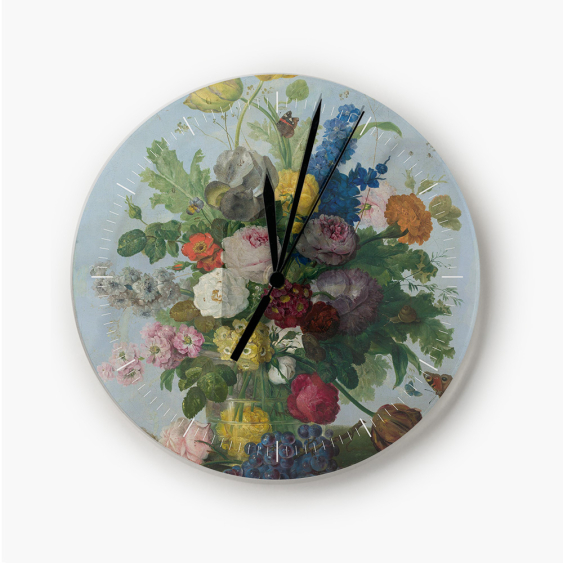 Zegar, S. Wegmayr "Bukiet kwiatów i gniazdko"