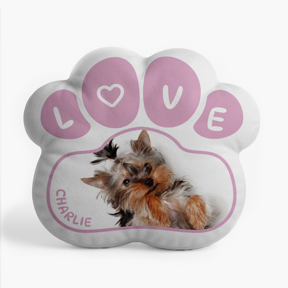Poduszka 3D personalizowana, Welur, Love Paw, 44x44 cm