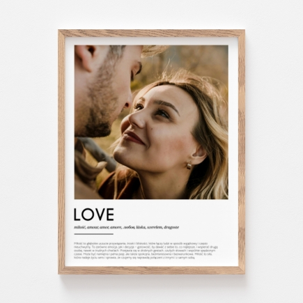Plakat, Definition of love z dębową ramką, 30x40