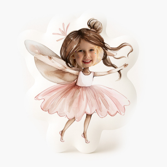 Poduszka 3D personalizowana, Welur, Wróżka Szatynka, 30x30 cm