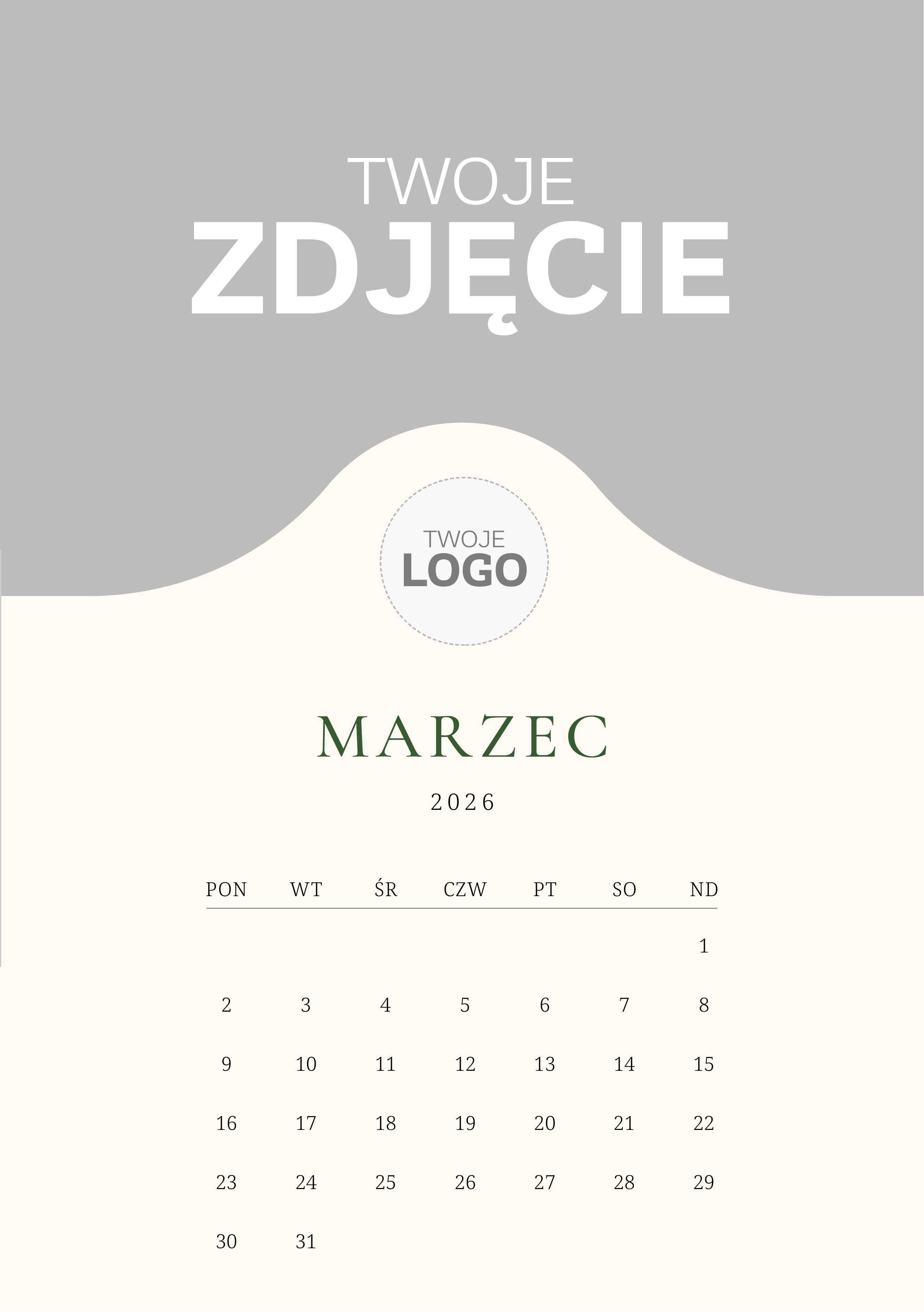 Kalendarz ścienny, Z nadrukiem logo, 20x30-A4 cm