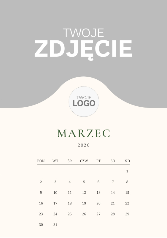 Kalendarz ścienny, Z nadrukiem logo, 20x30-A4 cm