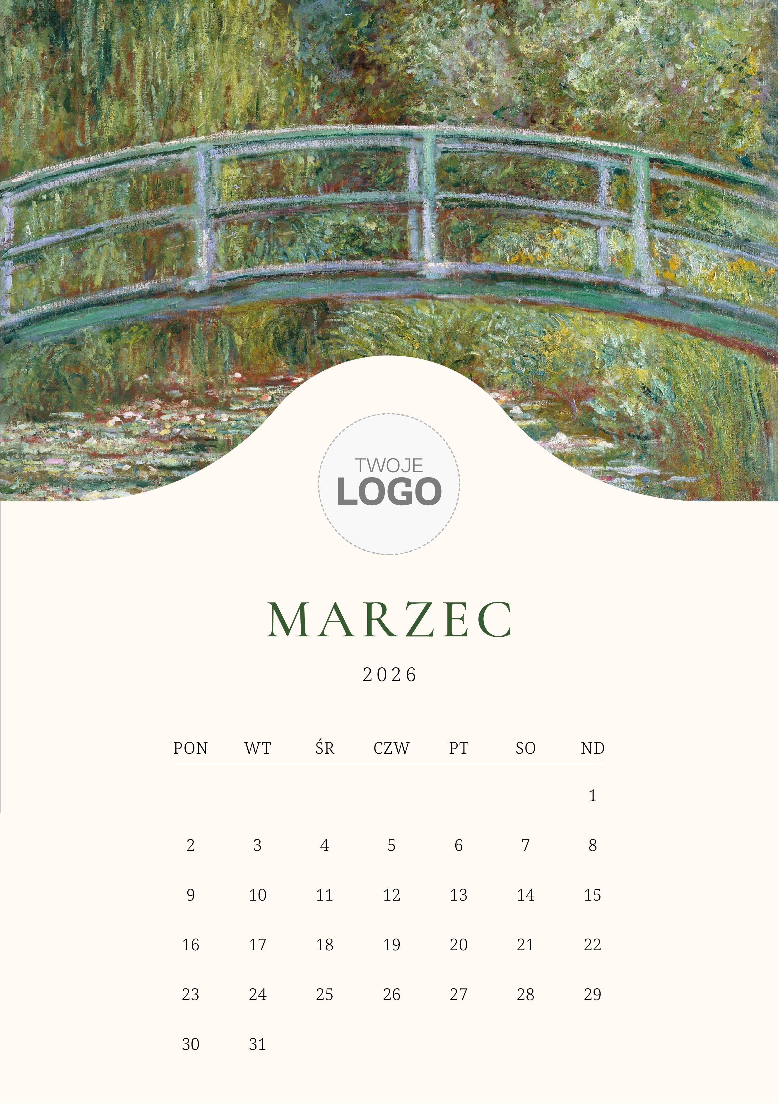 Kalendarz ścienny, Kolekcja artystów z logo, 20x30-A4 cm