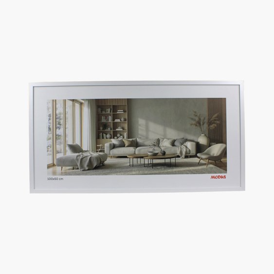 Ramka na zdjęcie panoramiczna 100x50 biała, 100x50 cm
