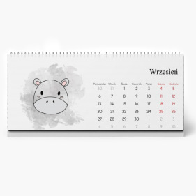 Kalendarz biurkowy, Dziecięcy ze zwierzątkami, 22x10 cm