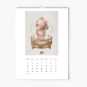 Kalendarz ścienny, Kolekcja dziecięca - baśniowe zwierzaki, 30x40-A3 cm