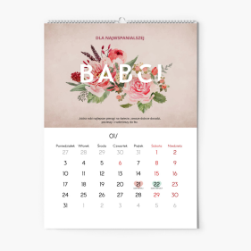Kalendarz ścienny, Kolekcja Kwiaty dla Dziadków, 30x40-A3 cm