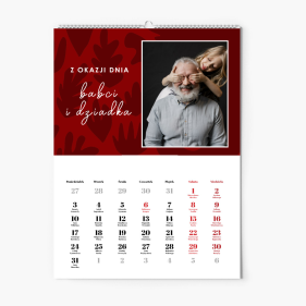Kalendarz ścienny, Prezent dla Kochanych Dziadków, 30x40-A3 cm