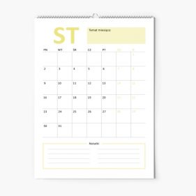 Kalendarz ścienny, Biały z notatkami, 30x40-A3 cm