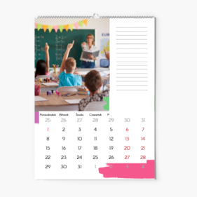 Kalendarz ścienny, Kalendarz szkolny - Notatkowy, 30x40-A3 cm