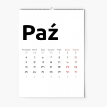 Kalendarz ścienny, Prosty kalendarz, 20x30-A4 cm