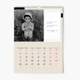 Kalendarz ścienny, Kalendarz z Twoimi notatkami, 30x40-A3 cm