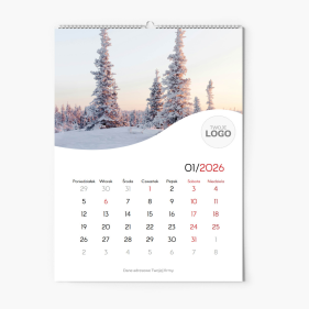 Kalendarz ścienny, Krajobrazy z logo, 30x40-A3 cm