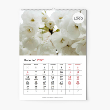 Kalendarz ścienny, Kwiatowy z logo, 30x40-A3 cm