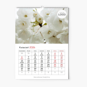 Kalendarz ścienny, Kwiatowy z logo, 30x40-A3 cm