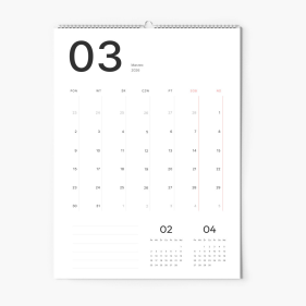 Kalendarz ścienny, Minimalistyczny z logo, 30x40-A3 cm
