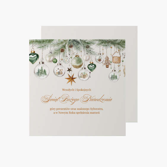 Fotokartka Christmas Balls z logo, 14x14 cm