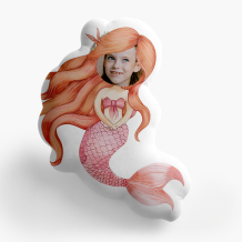 Poduszka 3D personalizowana, Welur, Syrenka z Kokardką, 30x30 cm